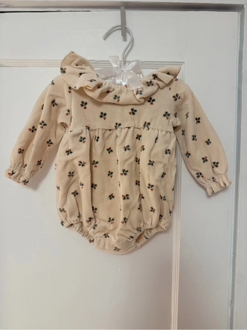 Quincy Mae Holly Berry Velour Romper